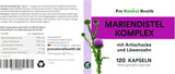 Mariendistel mit Artischocke, Löwenzahn, 80% Sylmarin I 120 Kapseln I Made in Germany I Ohne Zusatzstoffe & Ohne Magnesiumstearat I Glutenfrei & Laktosefrei