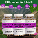 Mariendistel mit Artischocke, Löwenzahn, 80% Sylmarin I 120 Kapseln I Made in Germany I Ohne Zusatzstoffe & Ohne Magnesiumstearat I Glutenfrei & Laktosefrei