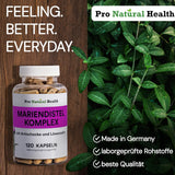 Mariendistel mit Artischocke, Löwenzahn, 80% Sylmarin I 120 Kapseln I Made in Germany I Ohne Zusatzstoffe & Ohne Magnesiumstearat I Glutenfrei & Laktosefrei